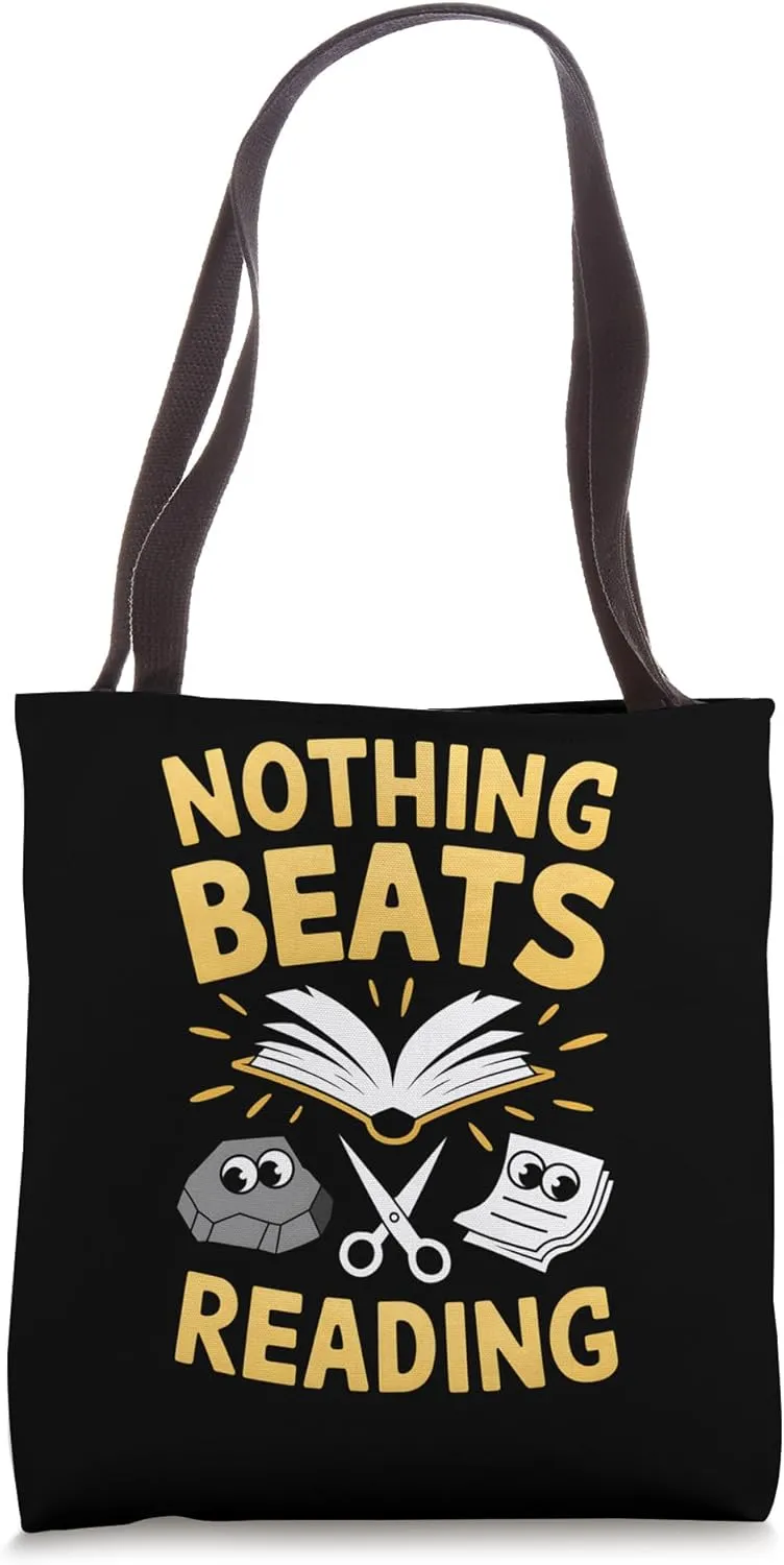 Nothing Beats Reading Rock Paper Scissors Tote Bag