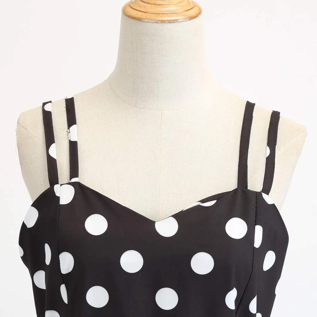 ODIZLI Women's Vintage Dress 1950s 1960s Polka Dot Dress Sling A-Line Dresses