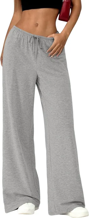 Okiwam Womens Wide Leg Sweatpants Spring 2025 Summer High Waisted Casual Lounge Pants Drawstring Workout Joggers with Pockets