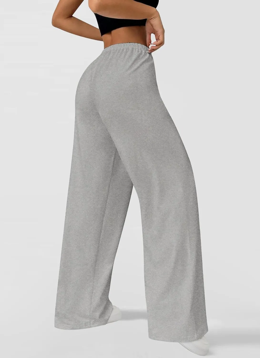 Okiwam Womens Wide Leg Sweatpants Spring 2025 Summer High Waisted Casual Lounge Pants Drawstring Workout Joggers with Pockets