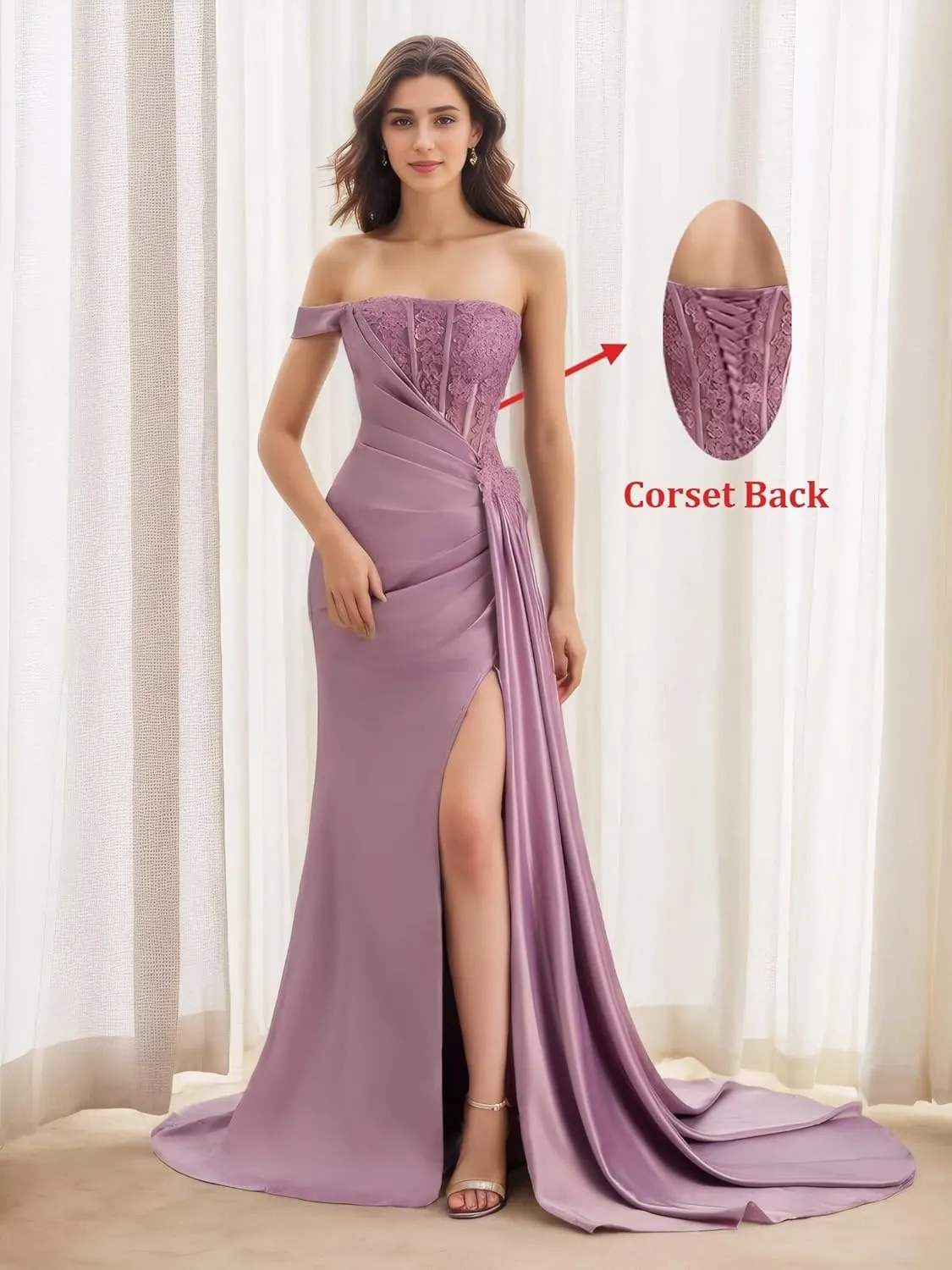 One Shoulder Mermaid Bridesmaid Dress for Women Lace Appliques Prom Dresses Long Formal Party Evening Gowns Slit