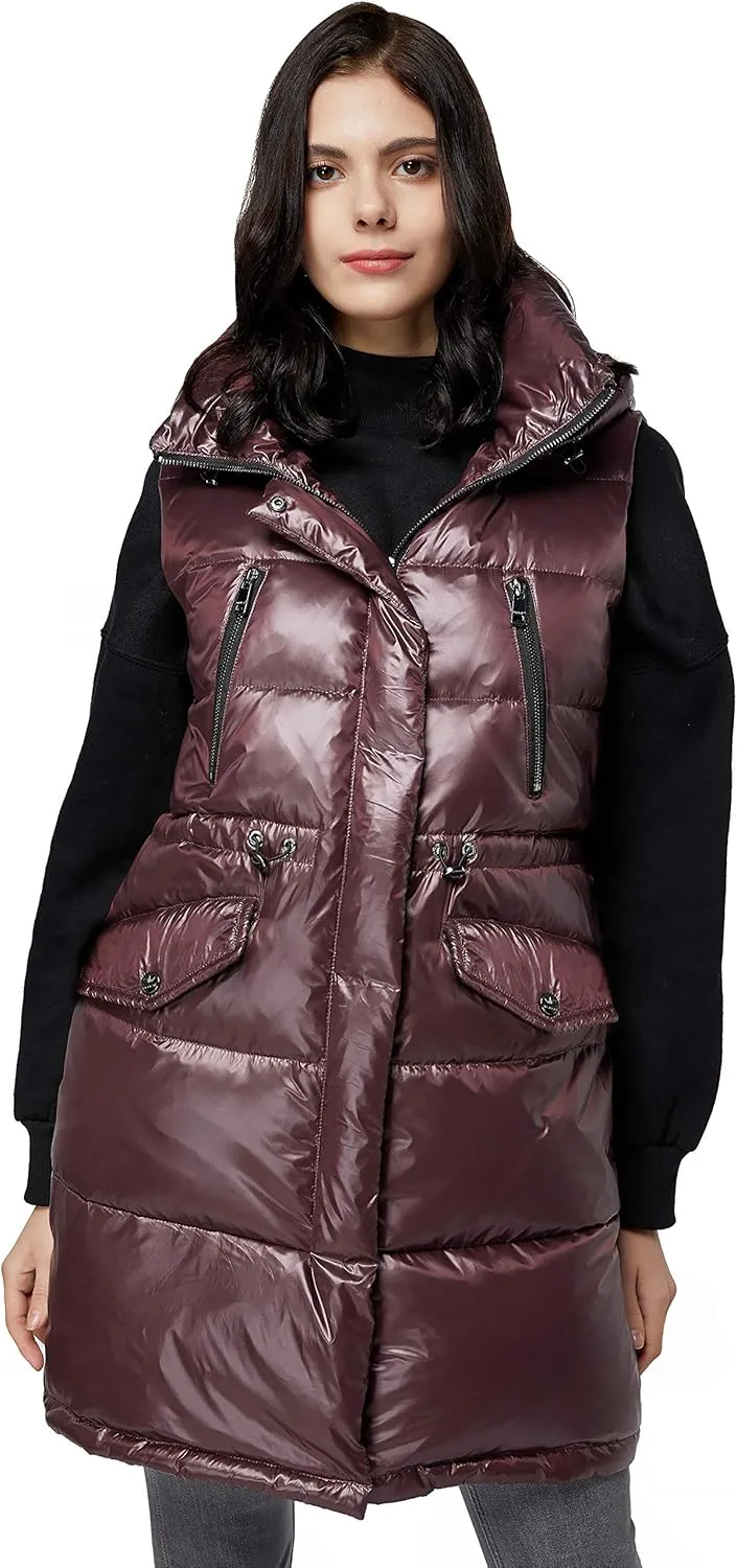 Orolay Womens' Down Vest with Stand Collar Thick Hooded Sleeveless Winter Coats