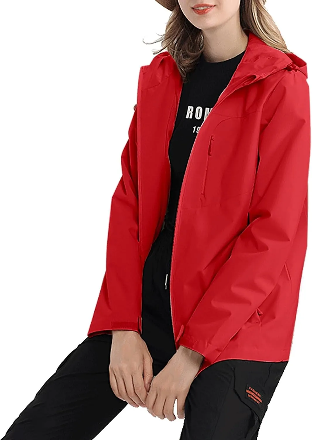 Outdoor Jacket Women Windproof Mountaineering Travel Jacket Plus Size Hardshell Lightweight Hooded Windbreaker Coats
