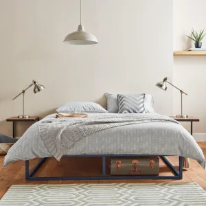 Outlet - Indy King Size Platform Bed - Blue Metal