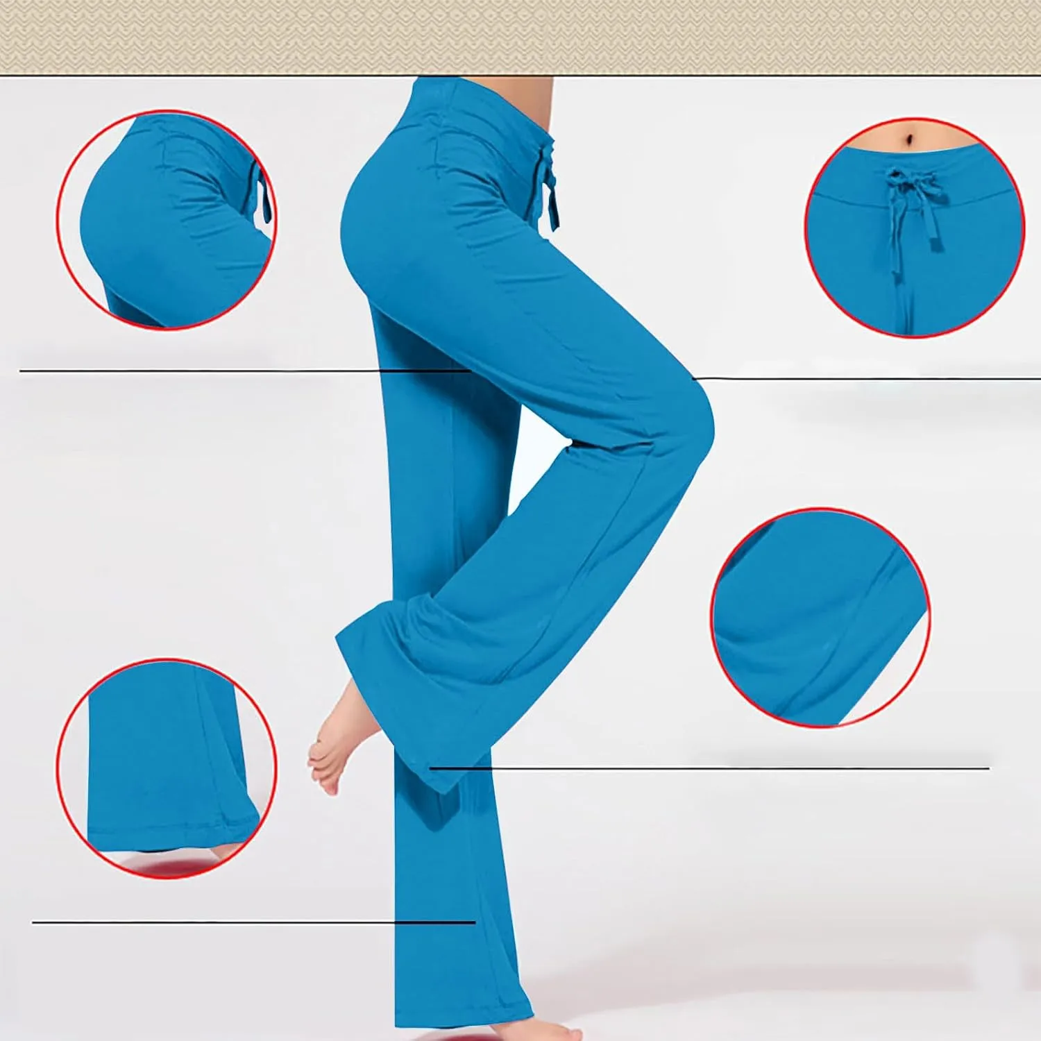 Pants for Women Yoga Pants Women Cotton Straight Wide Leg Drawstring Elastic Waist Lounge Trouser Women's Clothing