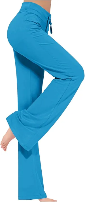 Pants for Women Yoga Pants Women Cotton Straight Wide Leg Drawstring Elastic Waist Lounge Trouser Women's Clothing