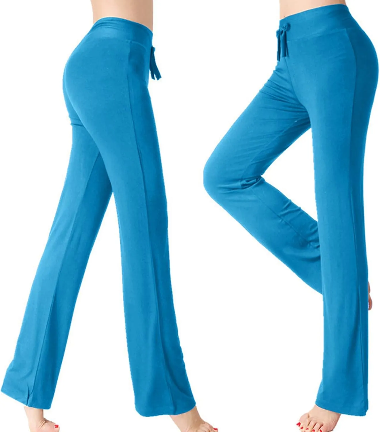 Pants for Women Yoga Pants Women Cotton Straight Wide Leg Drawstring Elastic Waist Lounge Trouser Women's Clothing