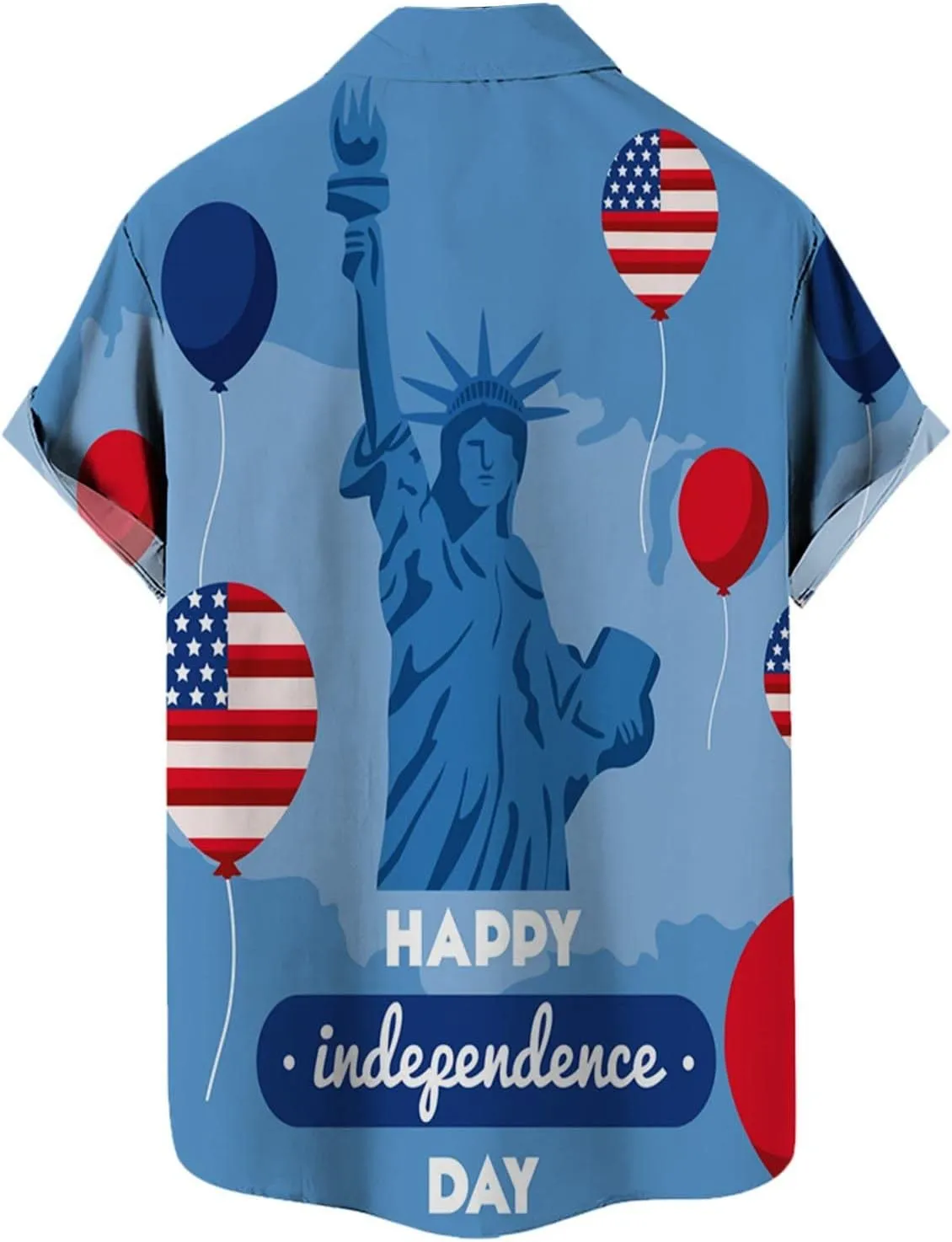 Patriotic Shirts for Men 4th of July Casual Beach Collarless Shirts Men's Short Sleeve Button Up Linen Shirts Summer