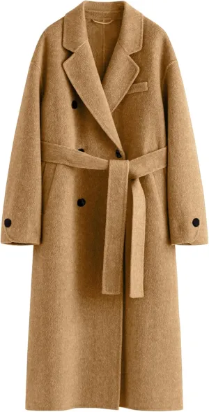 Peaceglad Womens Pea Coats Fall Long Trench Coat Double Breasted Button Down Lapel Belted Peacoat