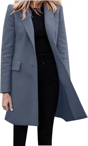 PeQAQ Casual Blazer Jackets Womens 2024 Long Sleeve Open Front Button Sport Coats Long Work Office Suit Jacket with Pockets