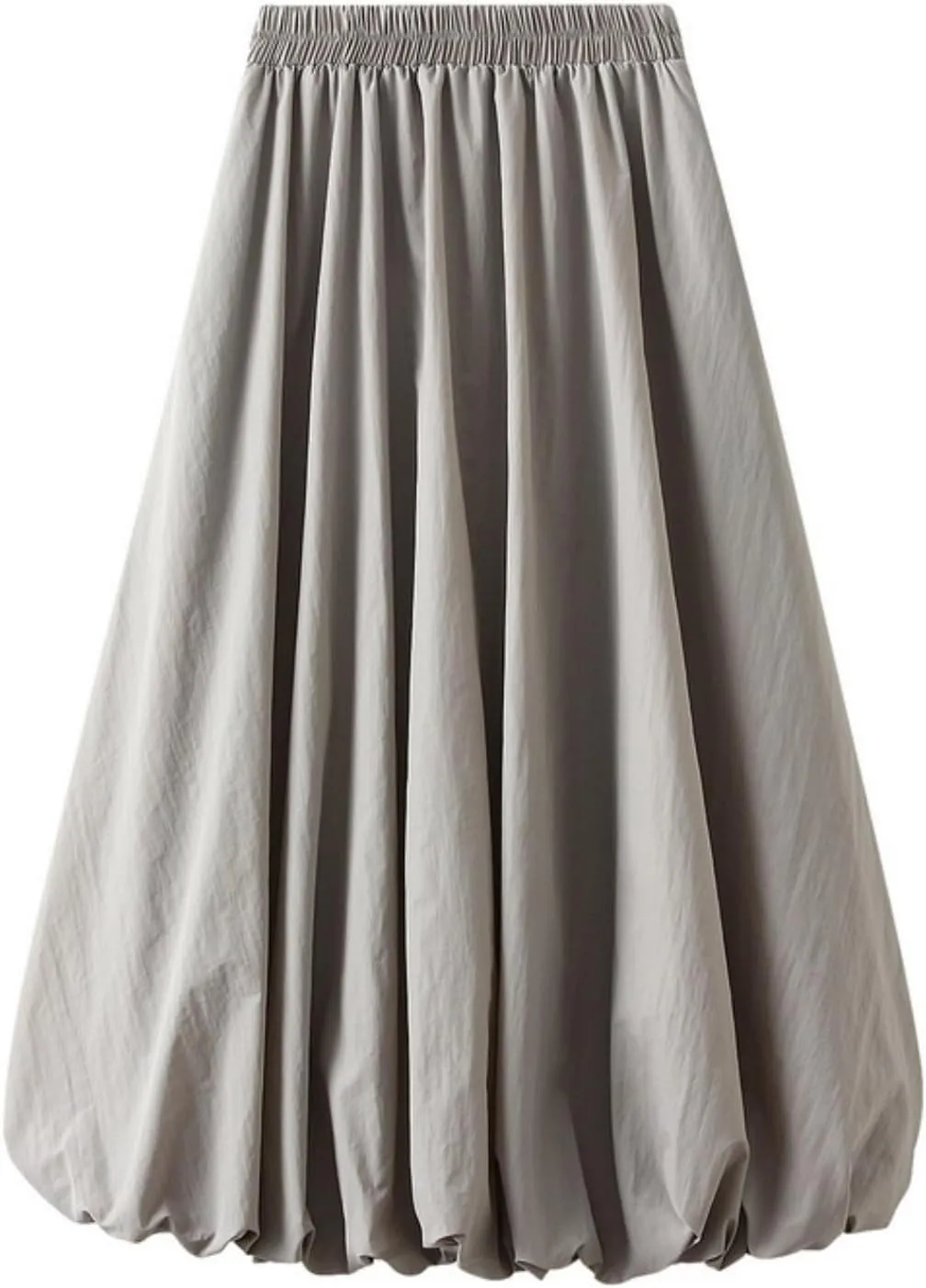 Perbai Womens Y2K Bubble Long Skirt Elastic Waist A Line Pleated Casual Fairy Ruffle Midi Balloon Skirt