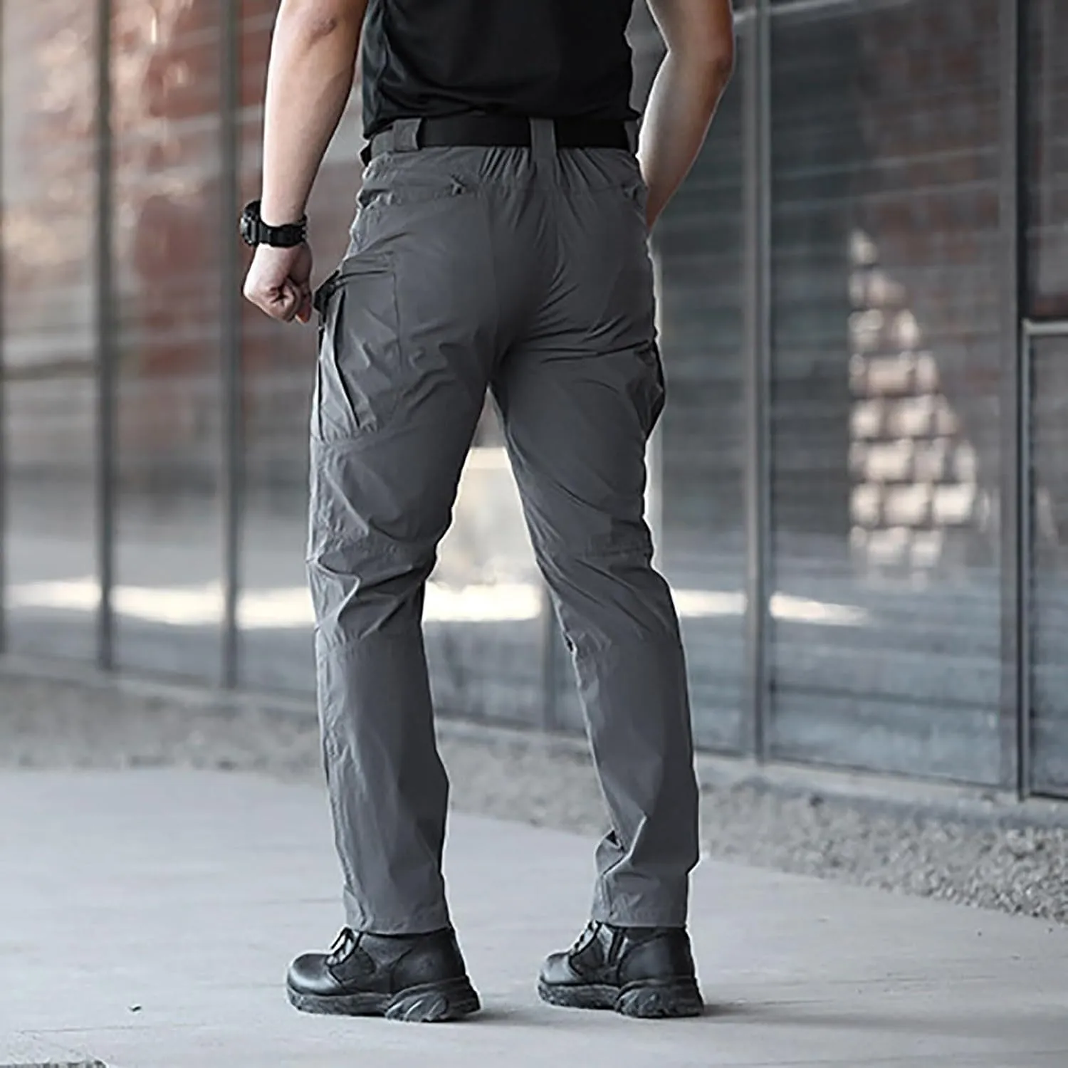 Plus Size Cargo Pants for Men Pleated Front Button Outdoor Workout Pants Quick Dry Breathable Work Tactical Trousers
