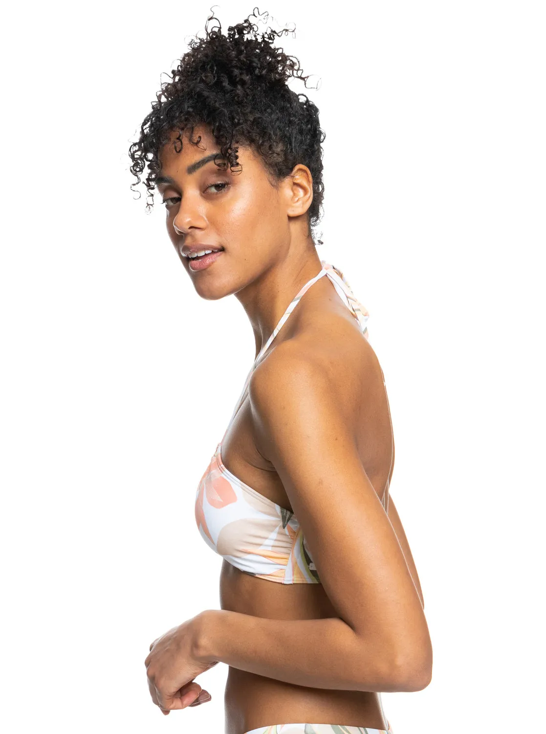 Printed Beach Classics Triangle Bikini Top - Bright White Subtly Salty Flat