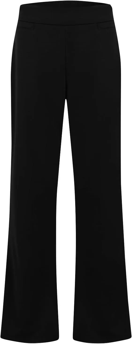 Pull On Dress Pants for Women Stretchy Office Work Bootcut Yoga Pants Business Casual Flare Leggings with Pockets