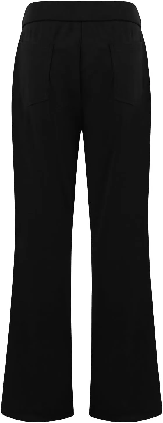 Pull On Dress Pants for Women Stretchy Office Work Bootcut Yoga Pants Business Casual Flare Leggings with Pockets