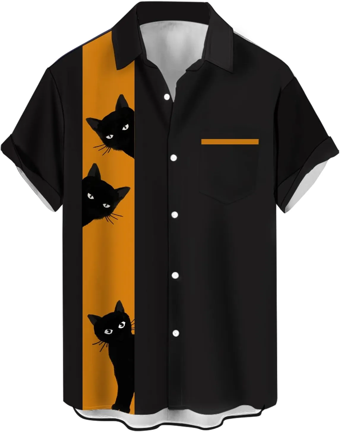 QIVICIMA Mens Bowling Shirts Hawaiian Shirt Big and Tall Retro Button Up Vintage Guayabera Camp Shirt