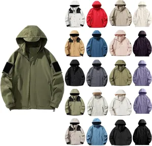 Rain Jacket Men Long Sleeve Outdoor Waterproof Coats Lightweight Windbreaker Jackets Casual Travel Hoodies With Pocket