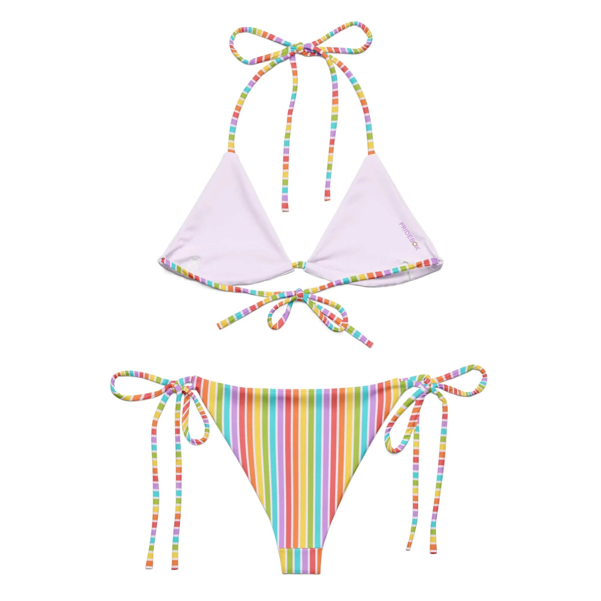 Rainbow Striped String Bikini Top