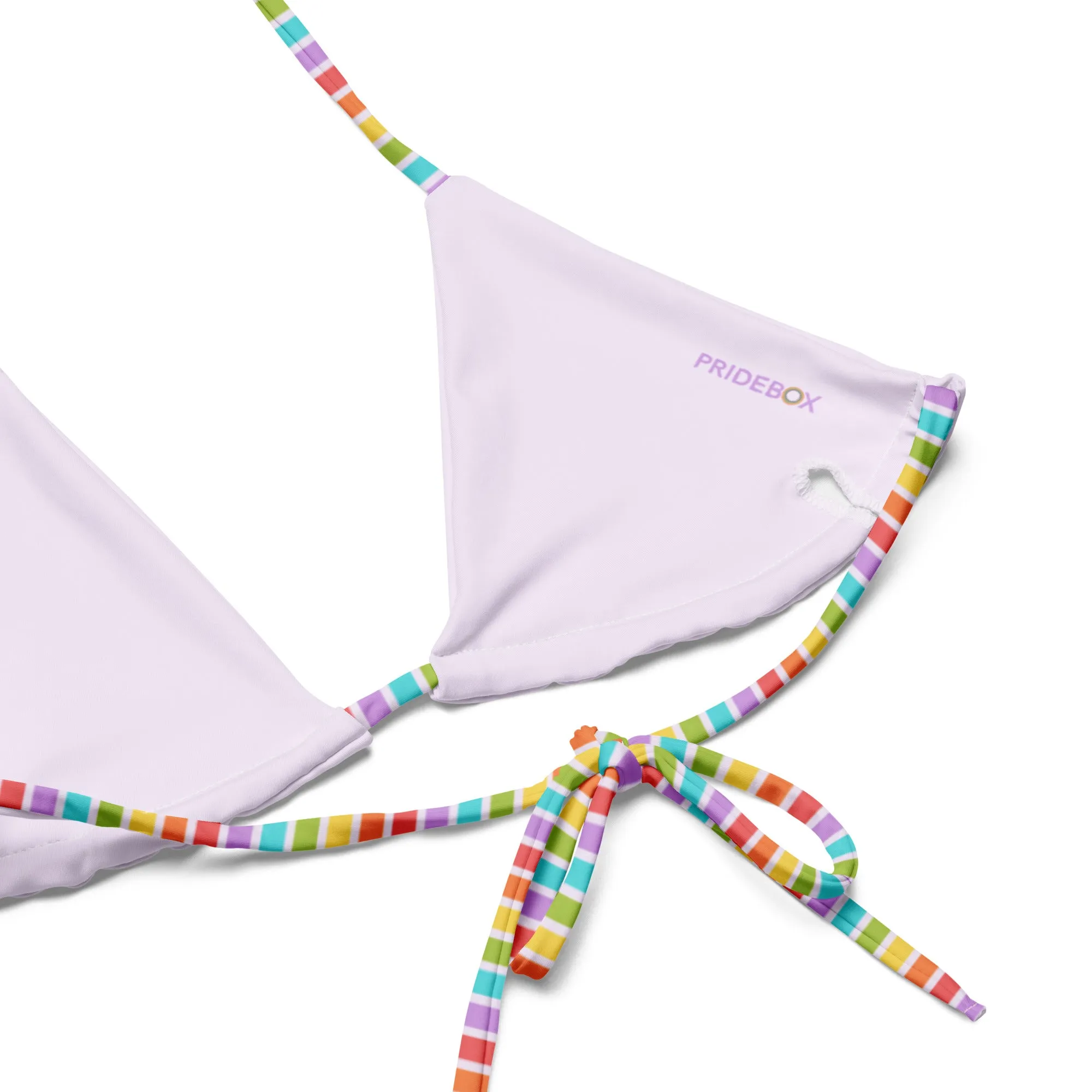 Rainbow Striped String Bikini Top