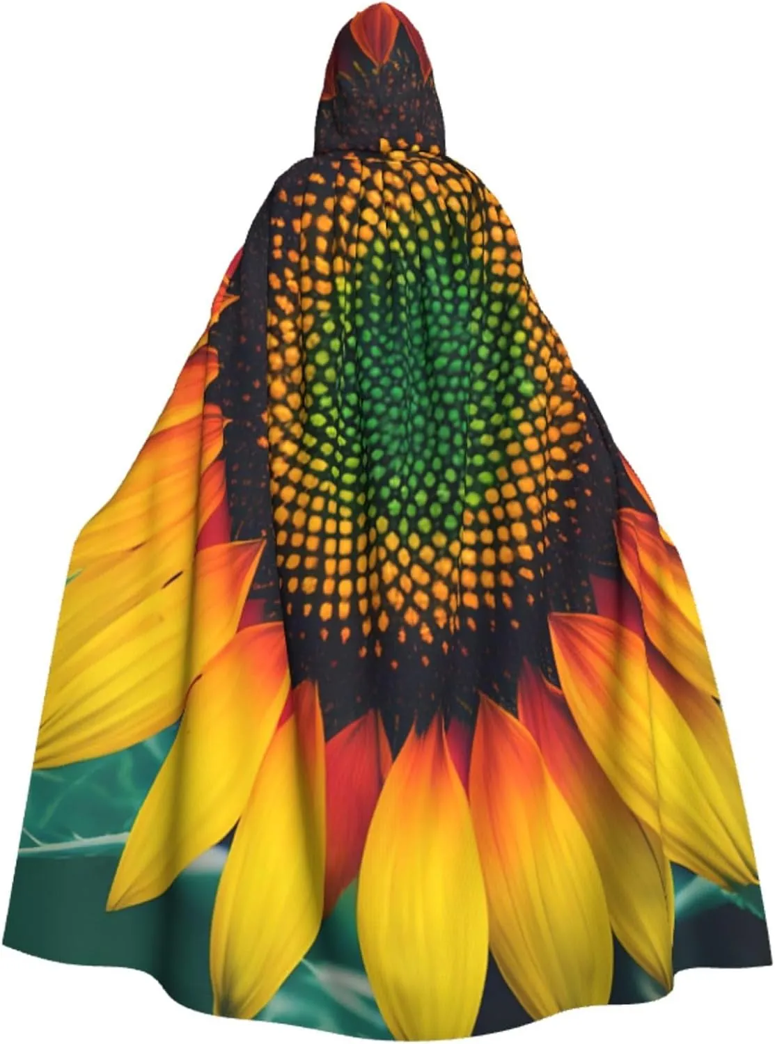 Rainbow Sunflowers Print Halloween Hooded Cloak Hooded Cape Adult Halloween Costume Cosplay Witch Cloak with Extra Comfort