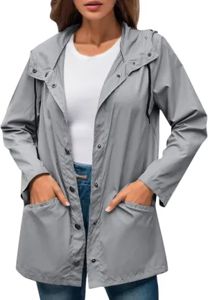 Raincoat Women Waterproof Long Hooded Trench Coats 2024 Winter Windproof Windbreaker Travel Jackets Outdoor Outerwear