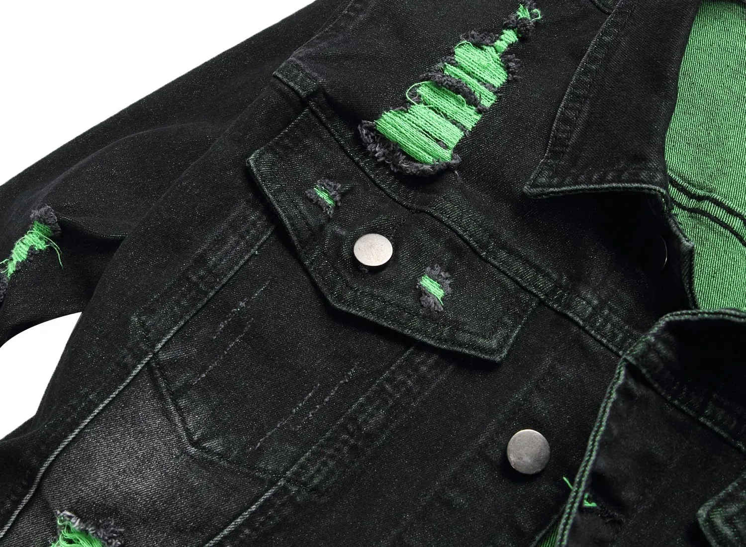 RANMCC Jean Jacket for Men Slim Fit Ripped Denim Jacket Coat