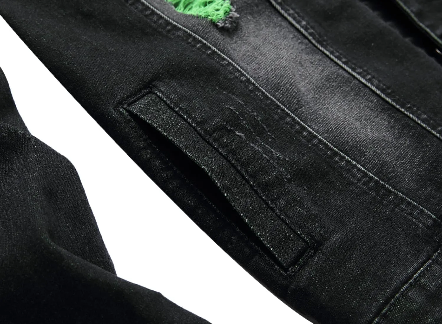 RANMCC Jean Jacket for Men Slim Fit Ripped Denim Jacket Coat