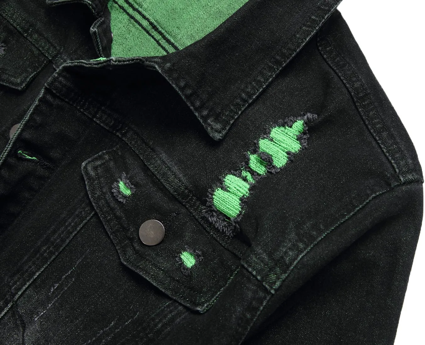 RANMCC Jean Jacket for Men Slim Fit Ripped Denim Jacket Coat