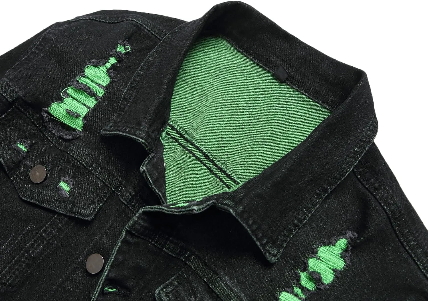 RANMCC Jean Jacket for Men Slim Fit Ripped Denim Jacket Coat