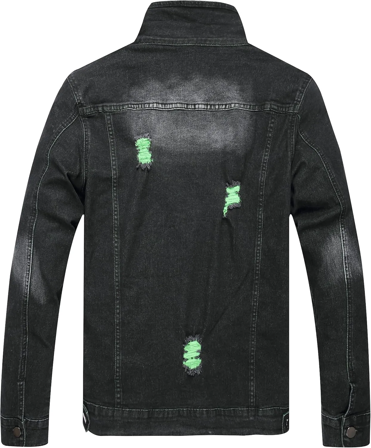 RANMCC Jean Jacket for Men Slim Fit Ripped Denim Jacket Coat