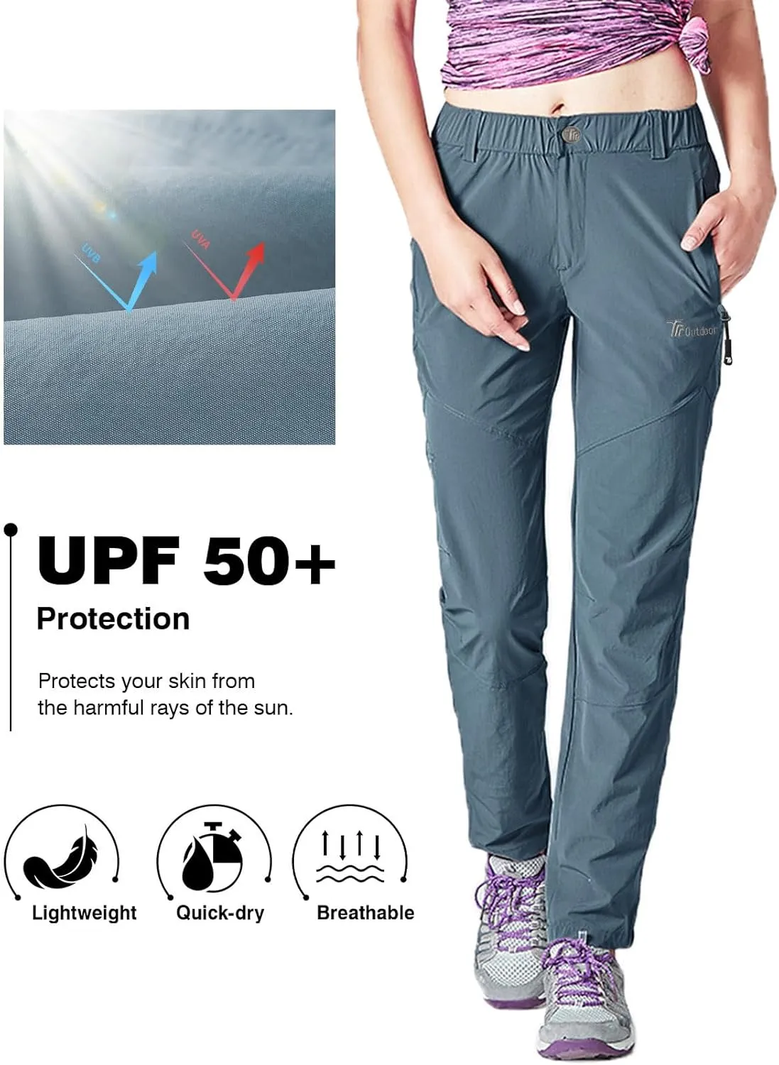 Rdruko Women's Hiking Pants Lightweight Quick Dry Water Resistant Outdoor Travel Fishing Pants with Pockets