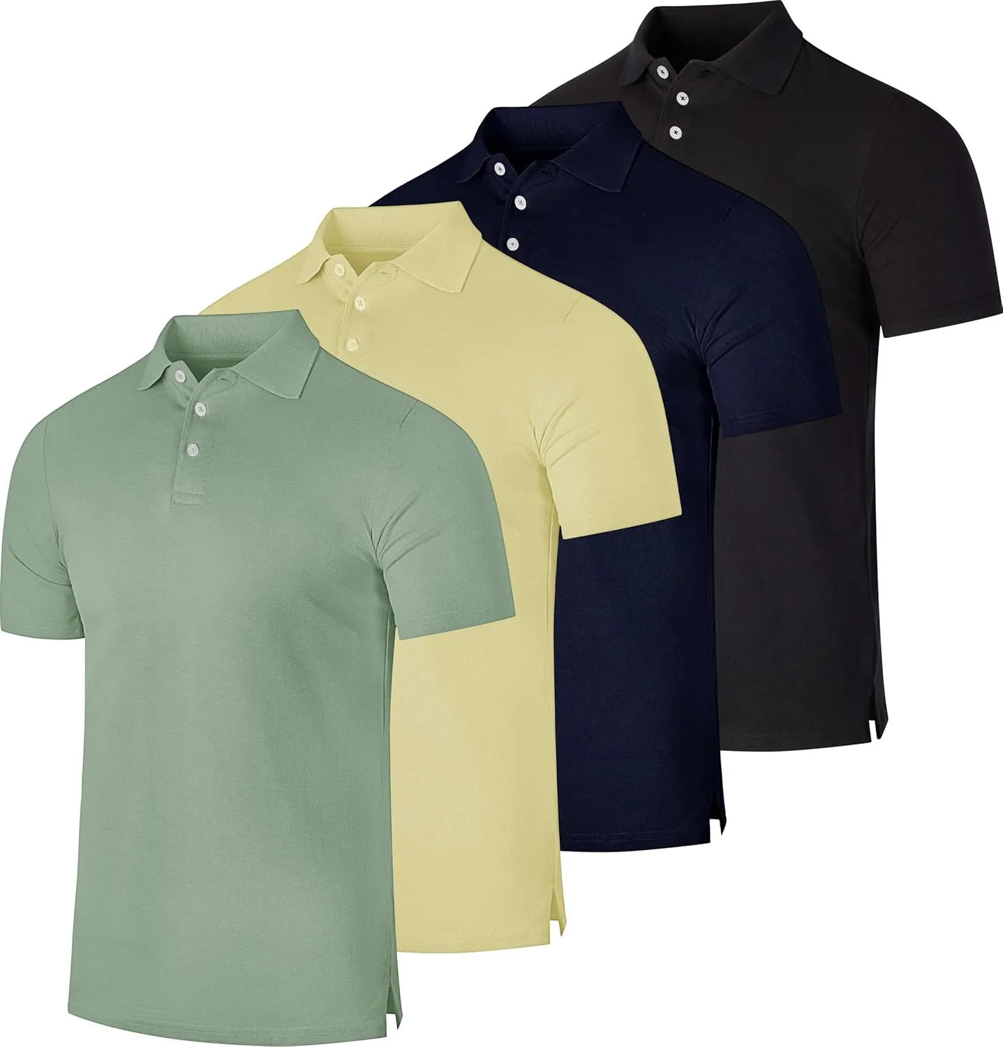 Real Essentials 3 & 4 Pack: Men's Cotton Pique Short Sleeve Polo Shirt - Performance Polo (Available in Big & Tall)