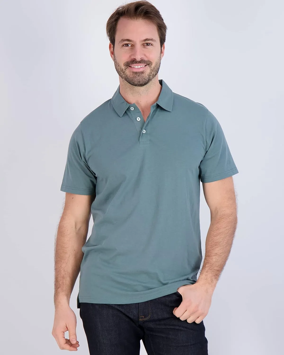 Real Essentials 3 Pack: Men's Jersey Cotton Short Sleeve Polo Shirt - Breathable Performance Polo (Available in Big & Tall)