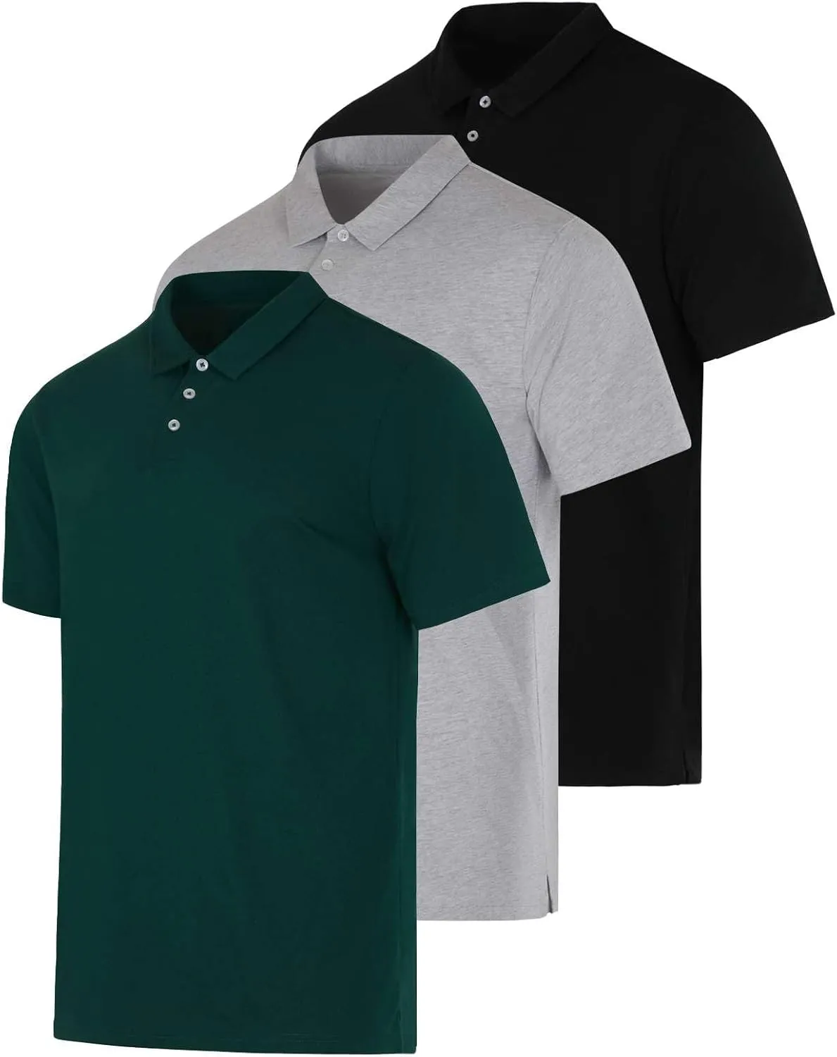 Real Essentials 3 Pack: Men's Jersey Cotton Short Sleeve Polo Shirt - Breathable Performance Polo (Available in Big & Tall)