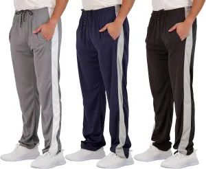 Real Essentials 3 Pack: Men's Mesh Athletic Gym Workout Lounge Open Bottom Sweatpants with Pockets (Available in Big & Tall)