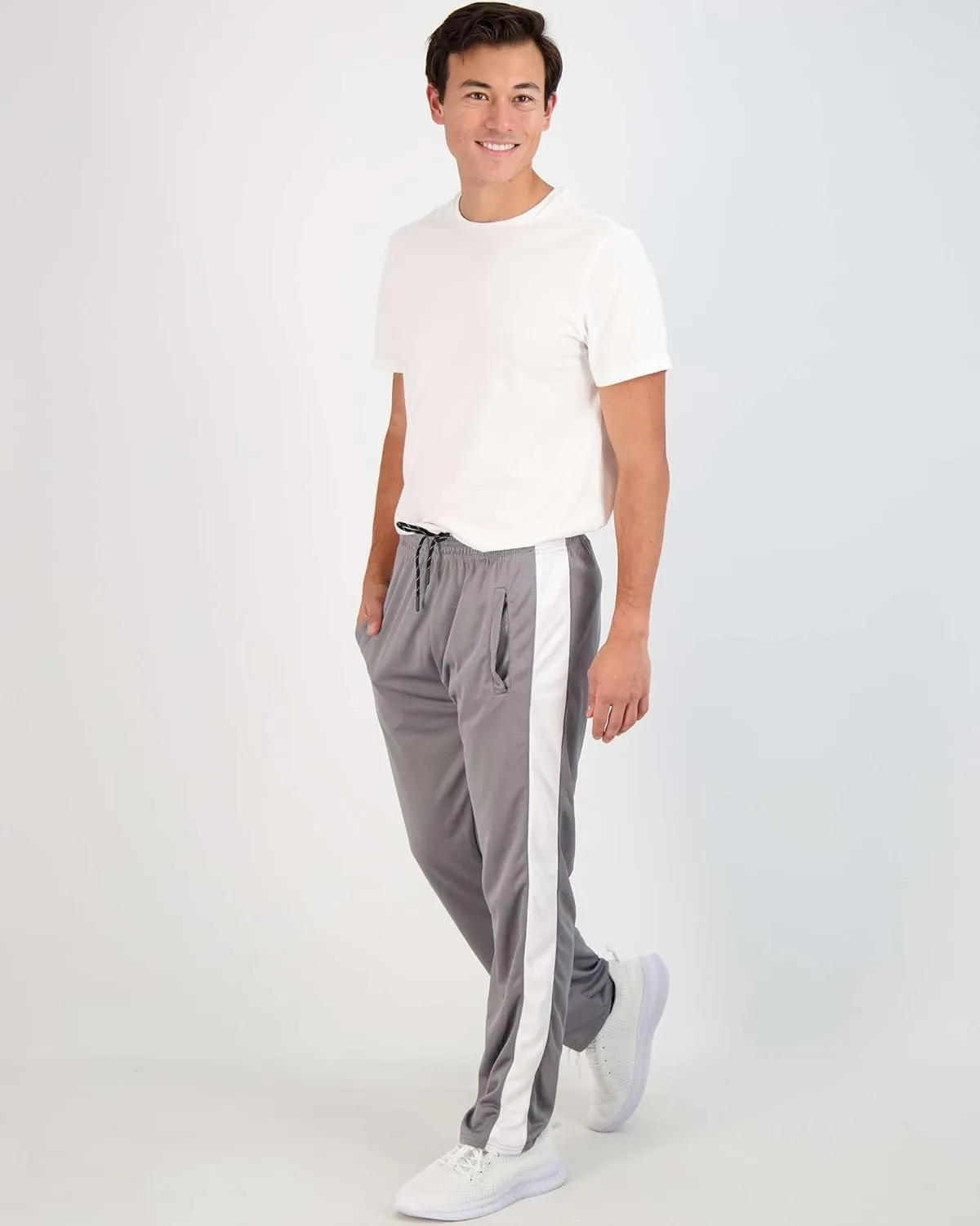 Real Essentials 3 Pack: Men's Mesh Athletic Gym Workout Lounge Open Bottom Sweatpants with Pockets (Available in Big & Tall)