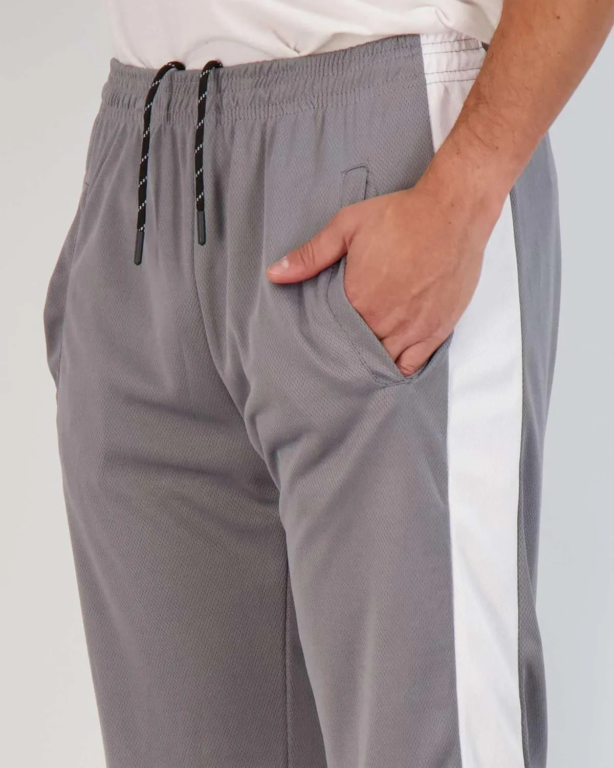 Real Essentials 3 Pack: Men's Mesh Athletic Gym Workout Lounge Open Bottom Sweatpants with Pockets (Available in Big & Tall)