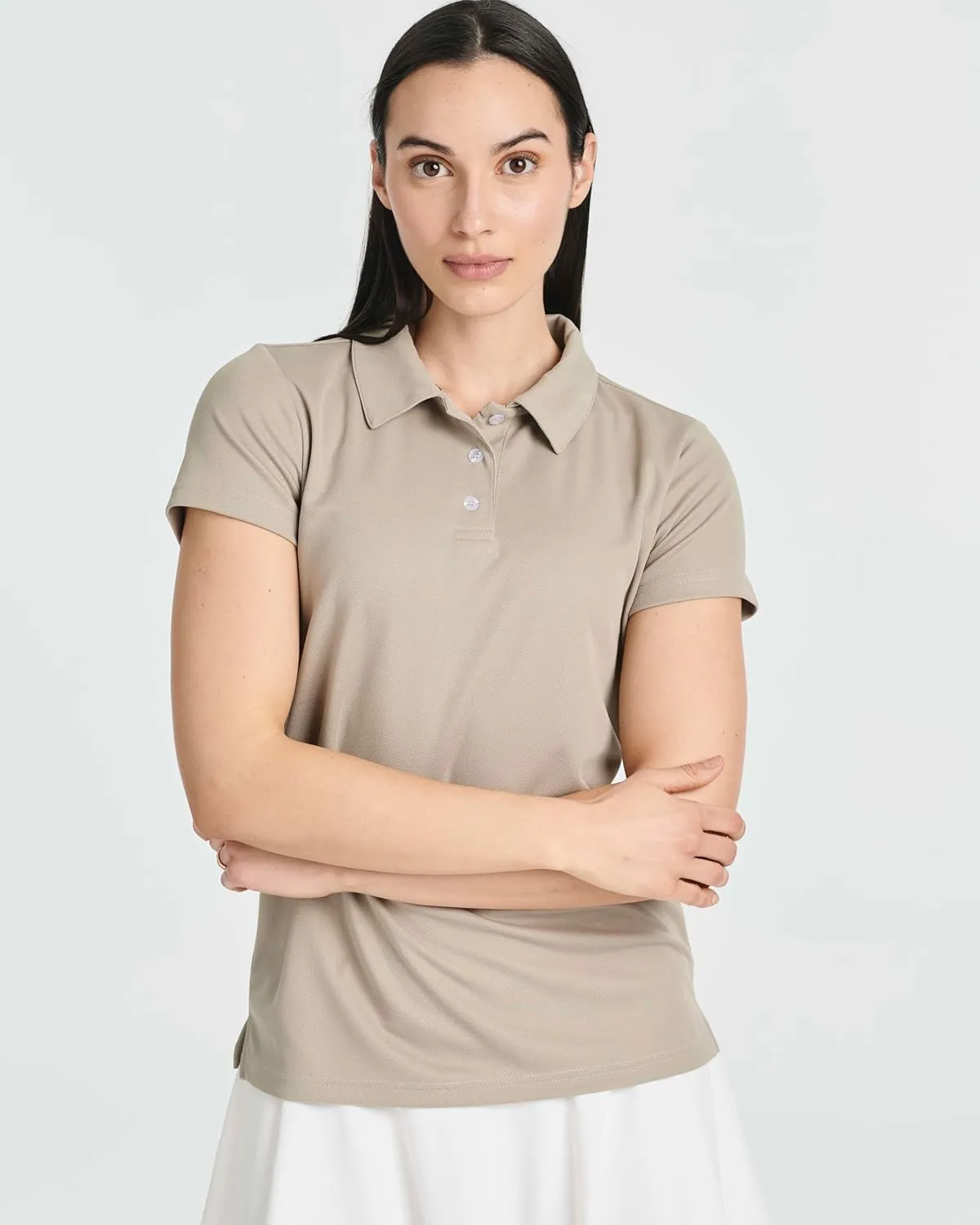 Real Essentials 3 Pack: Womens Short Sleeve Dry-Fit Performance Polo Shirt (Available in Plus)