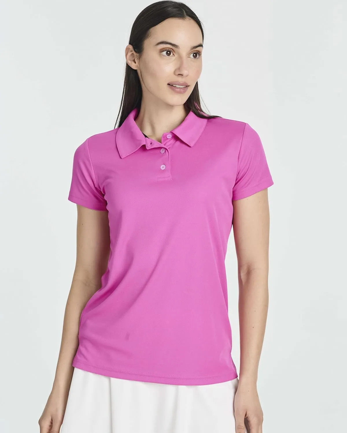 Real Essentials 3 Pack: Womens Short Sleeve Dry-Fit Performance Polo Shirt (Available in Plus)