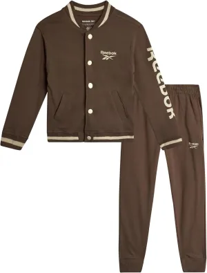 Reebok Boys' Pants Set - 2 Piece Fleece Varsity Jacket and Jogger Sweatpants - Sweatshirt and Pants Outfit for Toddlers, 2T-7