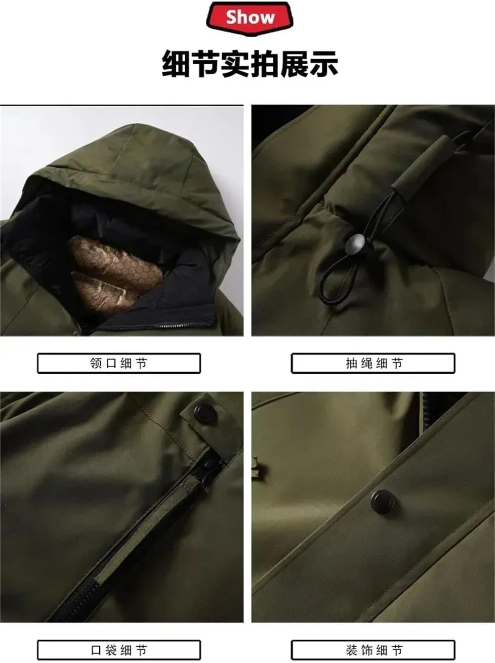 REHJJDFD Men Jacket Cotton Padded Parkas Thicken Warm Coat Stand Collar Solid Color Casual Parka Women Long Sleeves Jackets