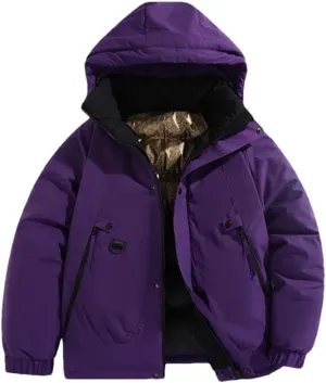 REHJJDFD Men Jacket Cotton Padded Parkas Thicken Warm Coat Stand Collar Solid Color Casual Parka Women Long Sleeves Jackets