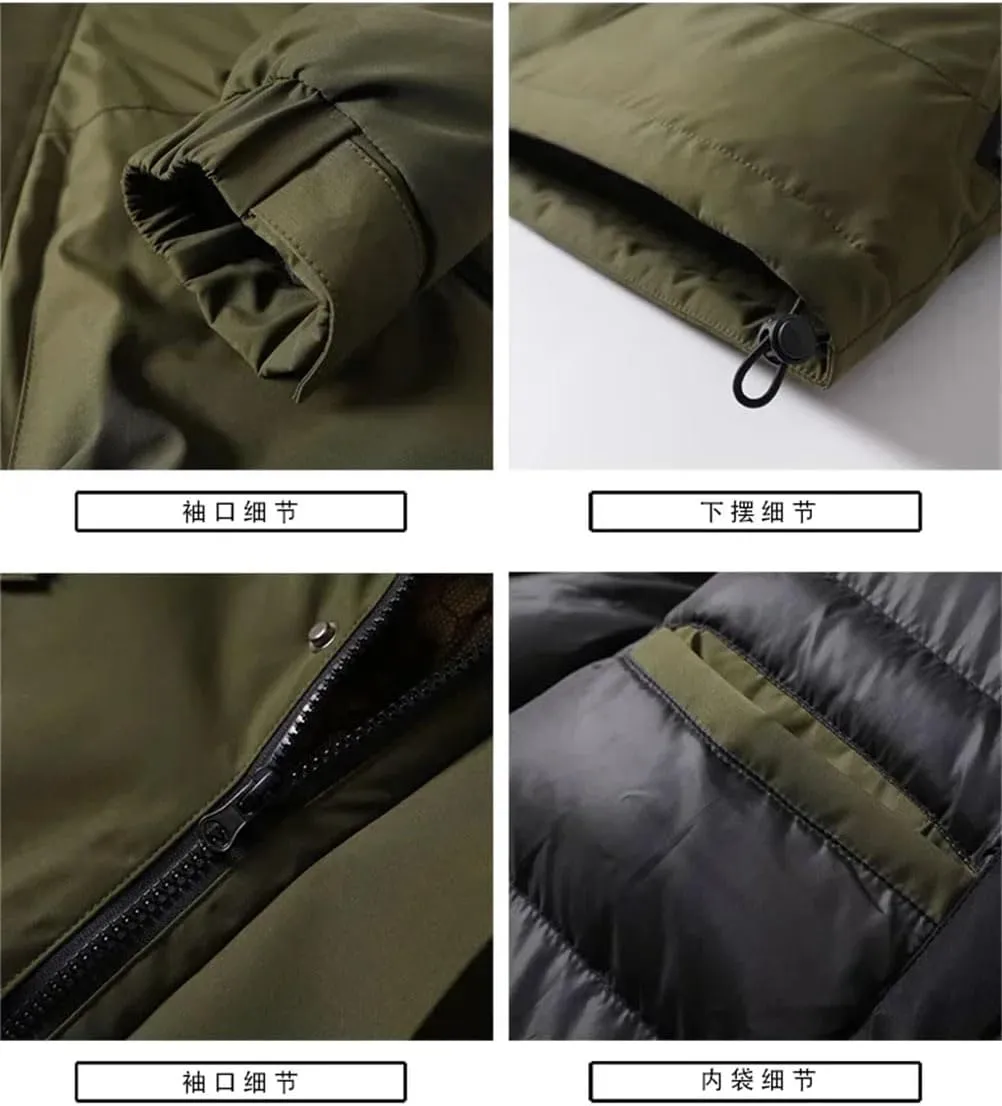 REHJJDFD Men Jacket Cotton Padded Parkas Thicken Warm Coat Stand Collar Solid Color Casual Parka Women Long Sleeves Jackets