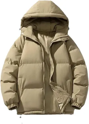 REHJJDFD Men Parkas Cotton-Padded Coats Men Puffer Jackets Outdoor Hooded Coat Casual Thick Warm Coat Men Jacket