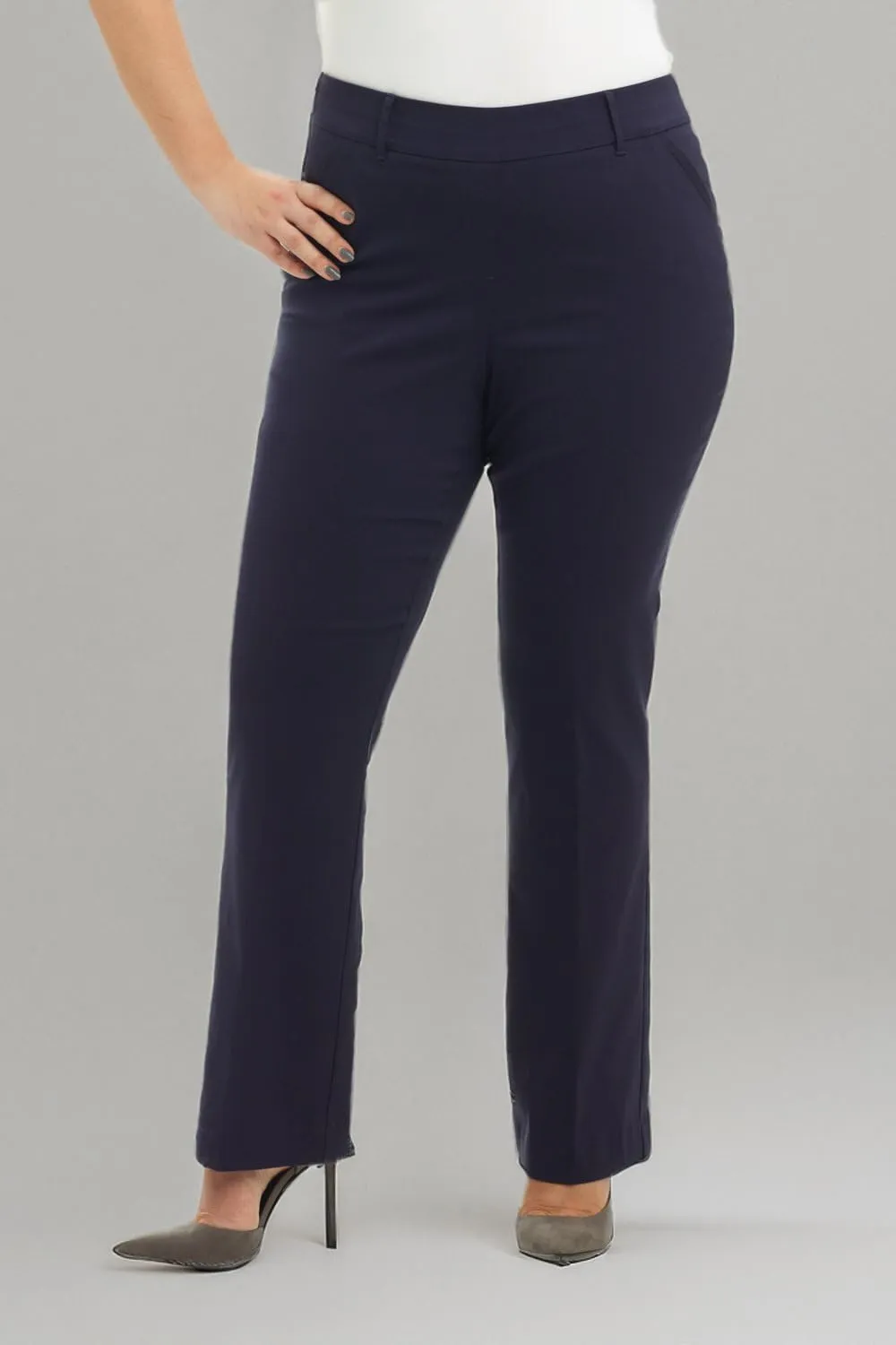 Rekucci Curvy Woman Ease into Comfort Barely Bootcut Plus Size Pant
