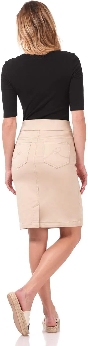 Rekucci Women's Ease into Comfort Chic n' Casual Stretch Jean Skirt