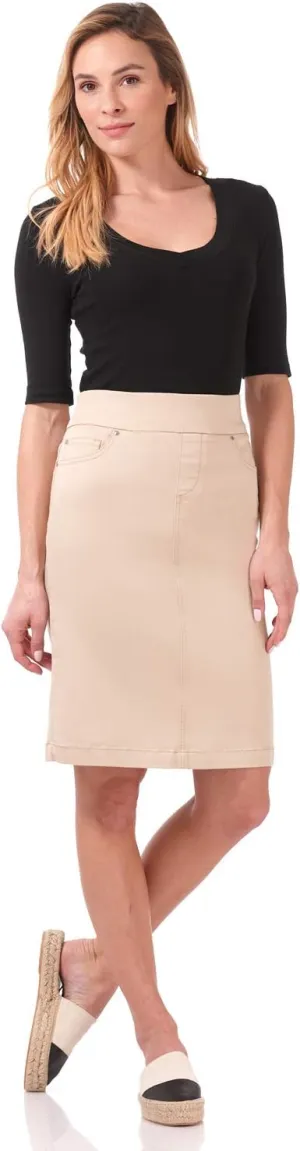 Rekucci Women's Ease into Comfort Chic n' Casual Stretch Jean Skirt