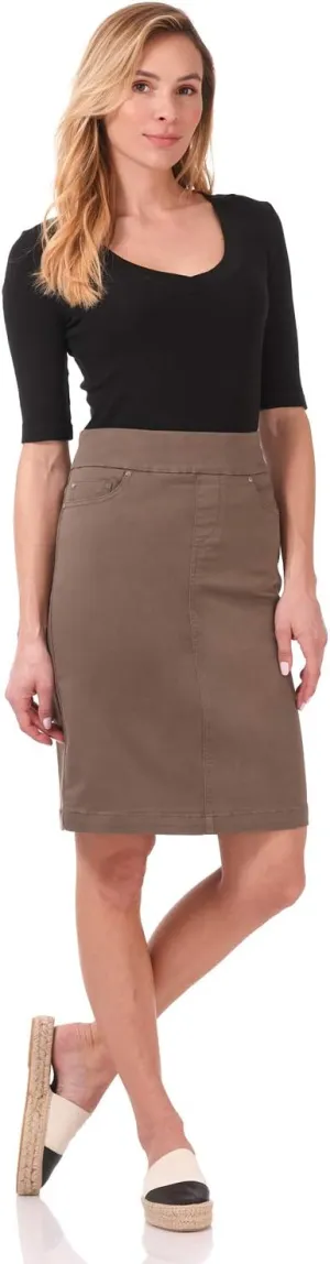 Rekucci Women's Ease into Comfort Chic n' Casual Stretch Jean Skirt