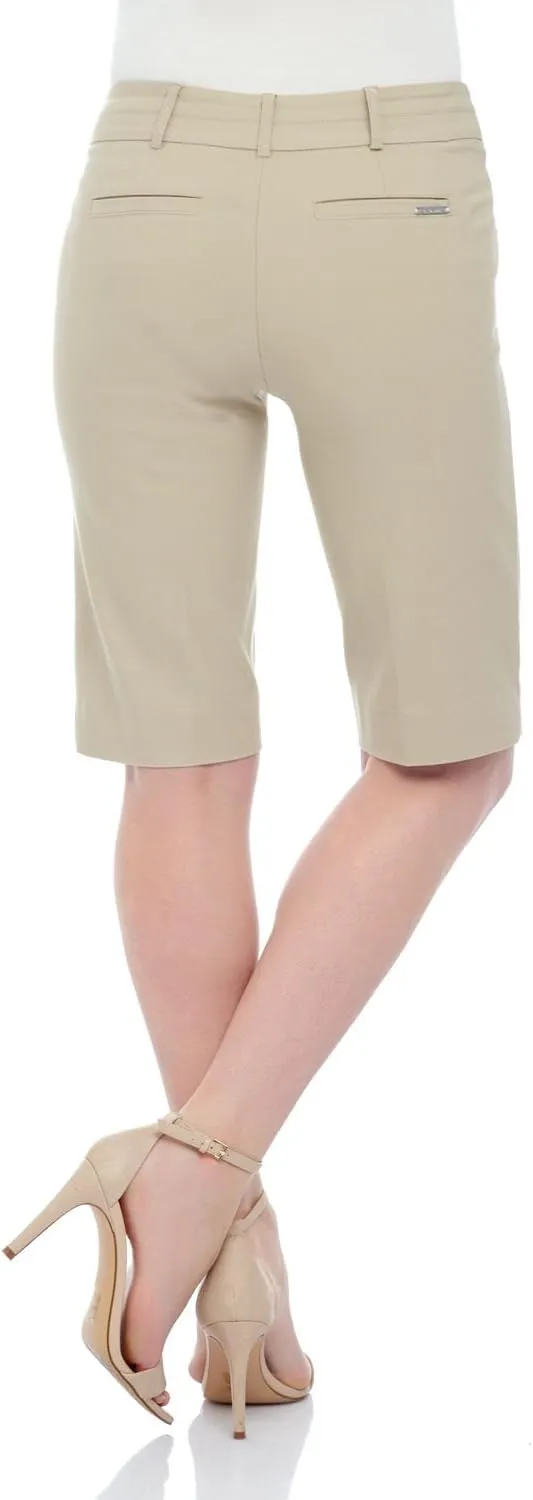 Rekucci Women's Ease Into Comfort Modern Pull-On Bermuda Short with Pockets