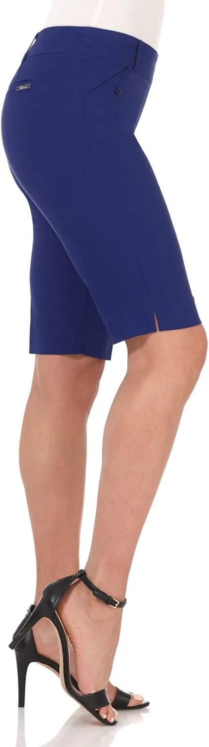 Rekucci Women's Ease Into Comfort Modern Pull-On Bermuda Short with Pockets